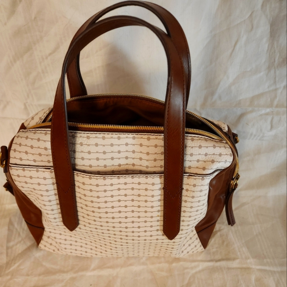 Fossil Hailey Chic Brown and Cream Handbag